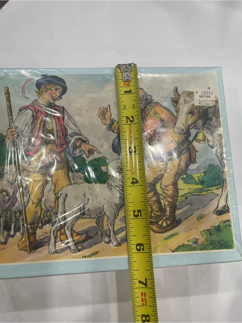 Rare VNTG wooden cube puzzle Czechoslovakia traditional folk  tale illustrations